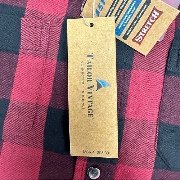 NWT- Tailor Vintage Men's Buffalo Performance Stretch Flannel Two Pocket Shirt.L - Picture 9 of 16